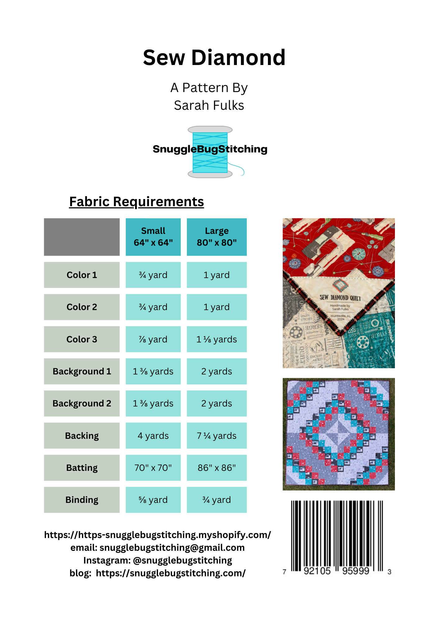 Sew Diamond Quilt - Paper Pattern